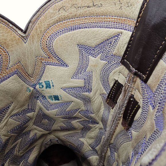 Bias Cut Alligator Cowboy Boots Vintage Exotic Custom 7.5D Brown Gator Western - Picture 16 of 16